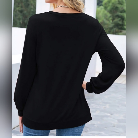 Anna-Kaci Black Cut- Out Pullover Long Sleeve Top- Size S - Picture 6 of 8